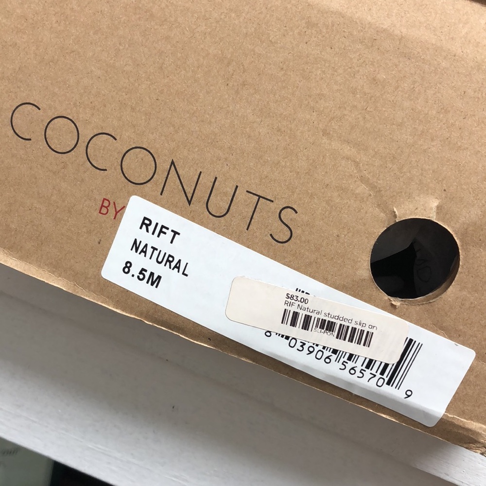 NEW IN BOX Coconuts tan stud mule - Picture 6 of 6